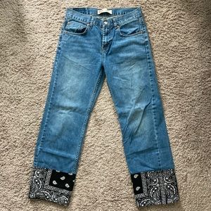 ANTHROPOLOGY INSPIRED BLACK BANDANA LEVI 550 505 VINTAGE MOM JEANS